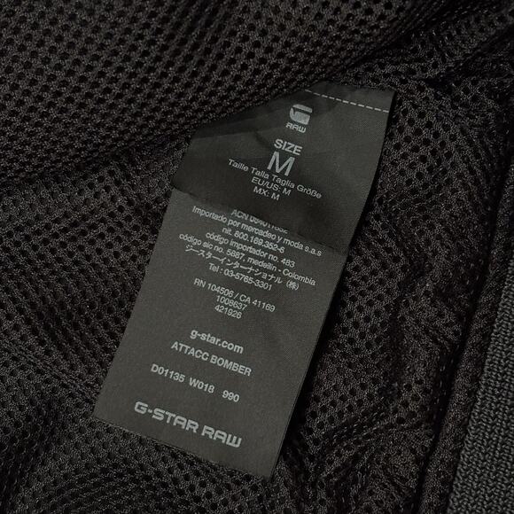 G Star Raw Black Attac Bomber Lightweight Zip Up Outerwear Jacket Size Medium - Picture 6 of 6